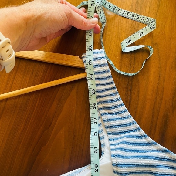 J. Crew Textured Blue White Stripe Scoop Back One-Piece Swimsuit NWT - Picture 8 of 10